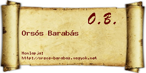 Orsós Barabás névjegykártya